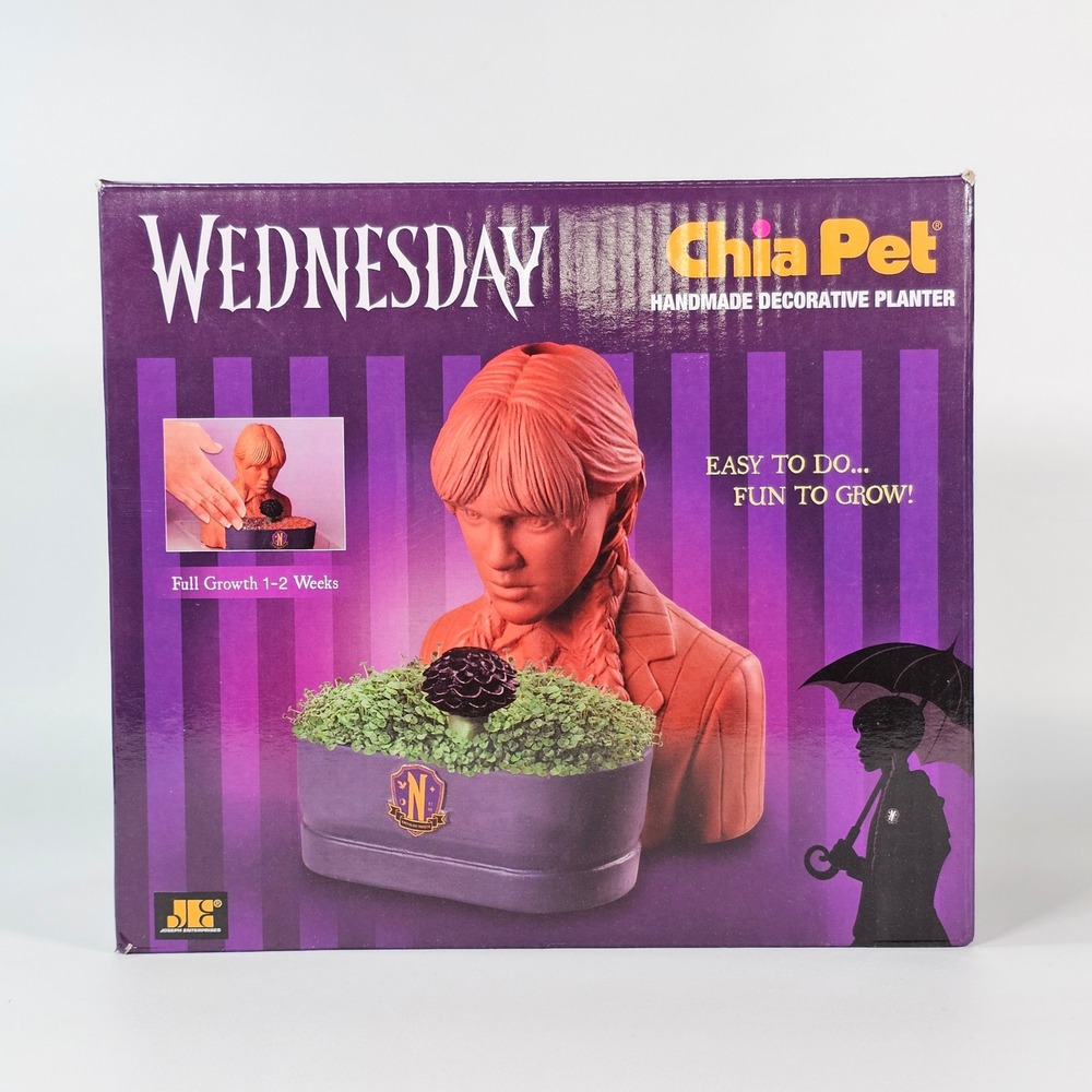 Wednesday Addams Chia Pet Decorative Planter Nevermore Academy Terracotta New